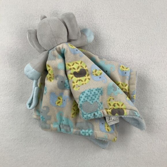 Blankets & Beyond Elephant Lovey Plush Stuffed‎ Baby Security Blanket Gray Blue - Picture 11 of 12